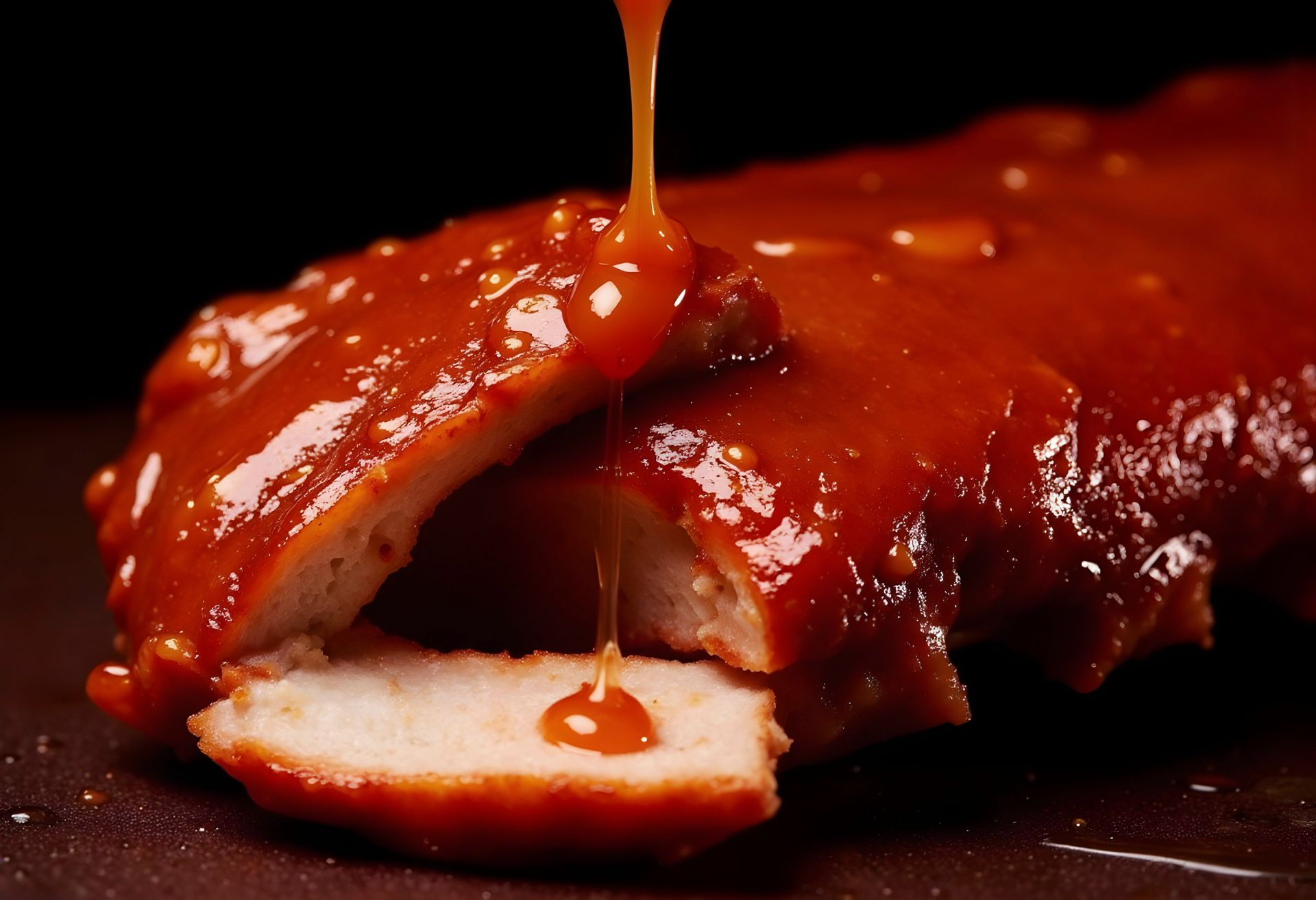 BBQ ribs glazed with tangy sauce